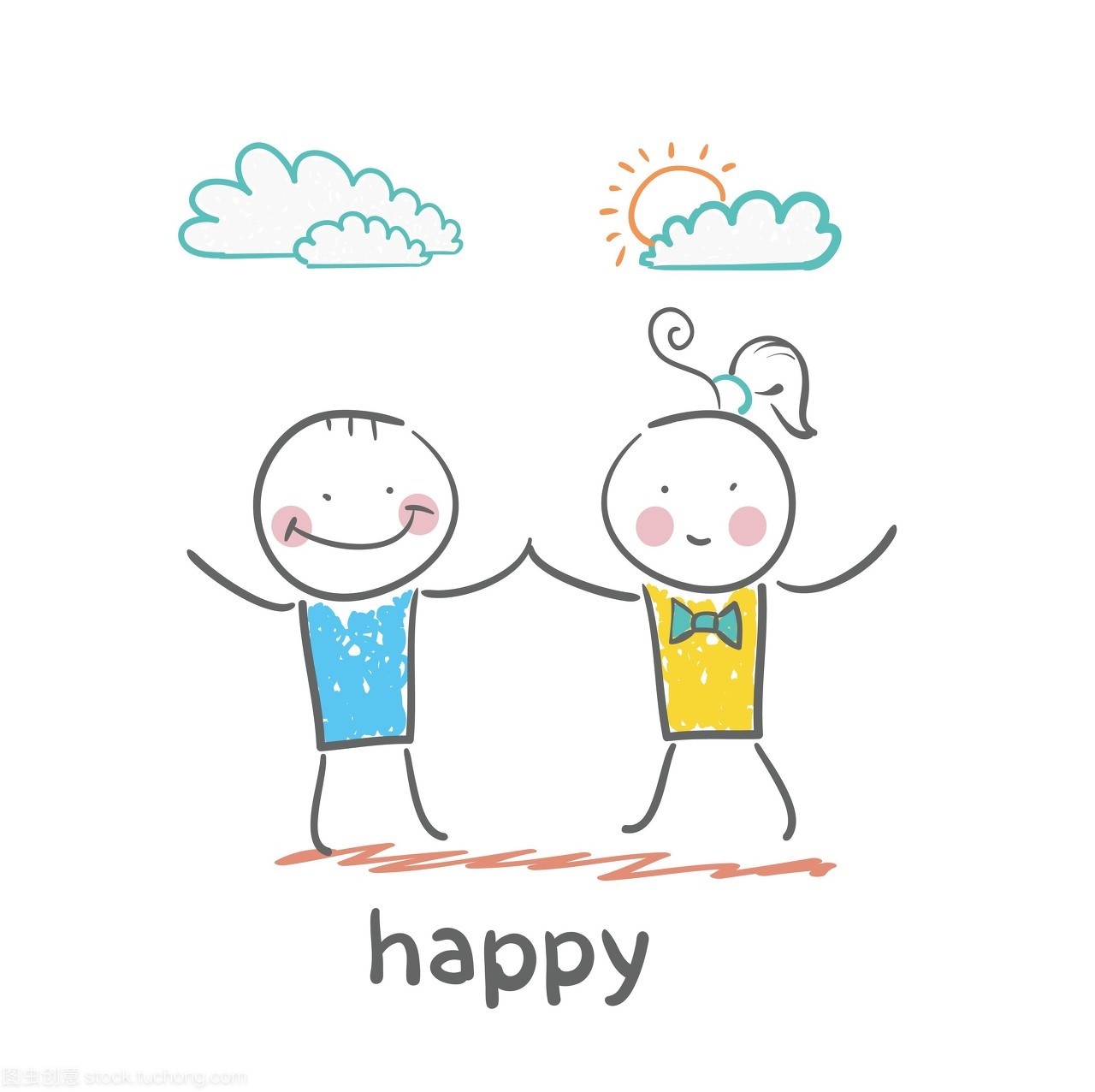 快乐。有趣的卡通风格的插图。生活的情况。